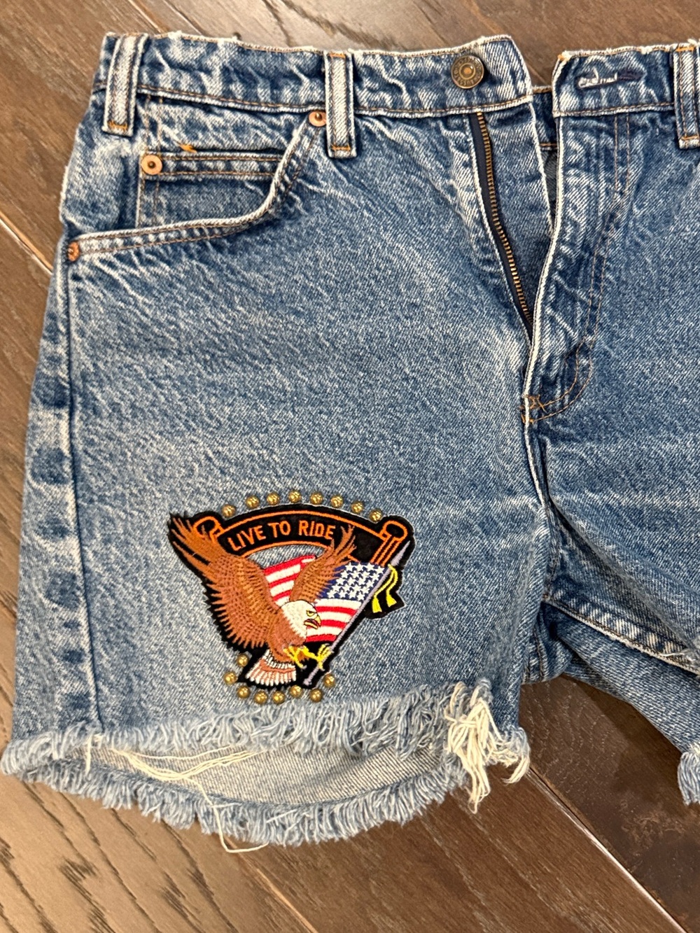 Vintage 90s Levis 505 Orange Tab Cut-Off Denim Shorts Biker Custom 32